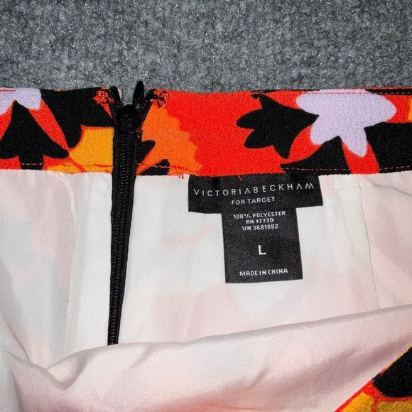 NEW Victoria Beckham for Target Skirt Orange Floral Lined Back Zip - Picture 2 of 9